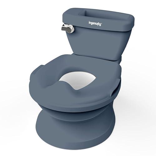 Ingenuity My Size Potty, Vasino Bambini Realistico 2-in-1 con Suono di Scarico - Riduttore WC Rimovibile - Facile da Pulire - Con Scomparto Portaoggetti, 18M+, Fino a 23 kg (Blu)