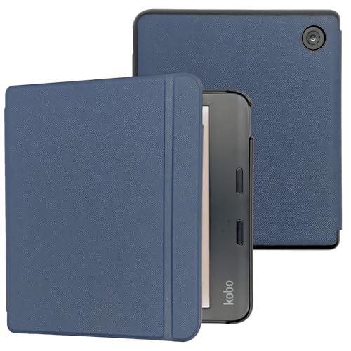 Caweet Custodia per Kobo Libra Colour (Modello: N428, Uscita 2024), Custodia in Pelle PU Estremamente Leggera con Funzione di Addormentamento/Sveglio Automatico, Blu