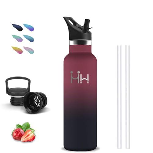 Borraccia Termica, 500ml Borraccia Bambini, Senza BPA, Borraccie con Cannuccia, Senza Perdite, Borraccie Acciaio Inox, Bottiglie Metallo, Doble Aislamiento, Borracce per Scuole, Uffici, Campeggio