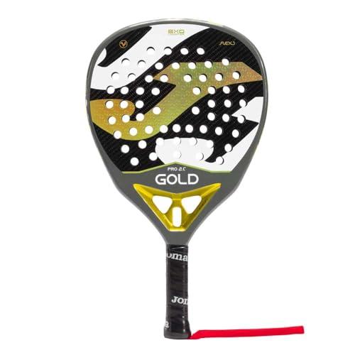 Joma Racchetta da paddle Gold Pro 350 g forma diamante manico extra lungo tubolare piatto 100% carbonio anima Flexo Black EVA tecnologia rotativa vibra-out custodia