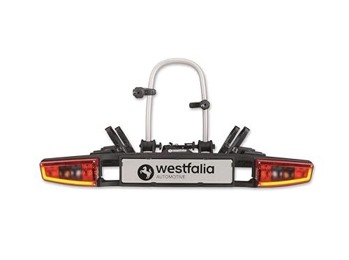Westfalia Portabici Bikelander per Gancio di Traino, per 2 Biciclette, Adatto per E-bike, Ripiegabile, Luci LED ibride
