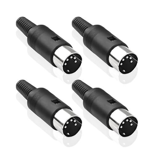 MEIRIYFA DIN 5-Pin Connettore Maschio Spina, 4 Pack Adattatore Audio MIDI Cavo Con Presa Terminali di Saldatura per Mixer, Batteria Elettronica, Tastiera