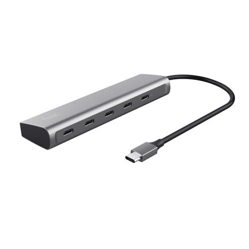 Trust Halyx 5 Porte Hub USB C, 4x USB-C e Porta di Alimentazione PD 100W USB-C, Adattatore USB C Multiporta, Trasferimento Dati di 5 Gbps, Cavo di Prolunga Hub per Laptop, MacBook Pro, PC – Argento