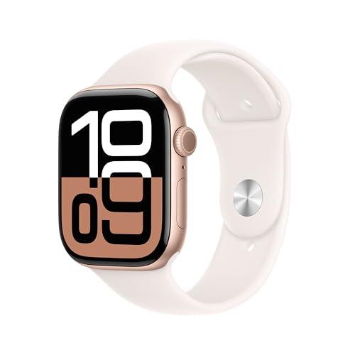 Apple Watch Series 10 GPS 46 mm Smartwatch con cassa in alluminio e cinturino Sport Loop Rosa fard - M/L. Fitness tracker, app ECG, display Retina always-on, Carbon Neutral