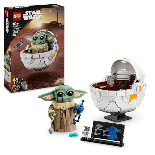 LEGO Star Wars 75403 Grogu e Carrozzina con Rana Sorgan e Minifigure di Grogu, Modellino di 'Baby Yoda' Giocattolo, Idea Regalo da Collezione per Bambini e Bambine da 10 Anni Fan serie TV Mandalorian