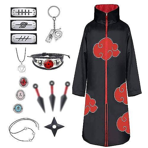 JMOCD Akatsuki Mantello Costume da travestimento per bambini, adulti, Halloween Fan Degli Anime, Akatsuki Cappotto per Carnevale (S)