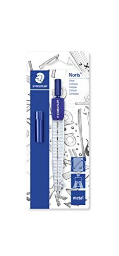 Staedtler Noris 550 - Compasso Scuola Media Elementare e Superiore, Include Tubetto per Mine, Con una spilla da balia ottusa, Lunghezza 124 mm, Diametro massimo del cerchio di disegno: 300 mm