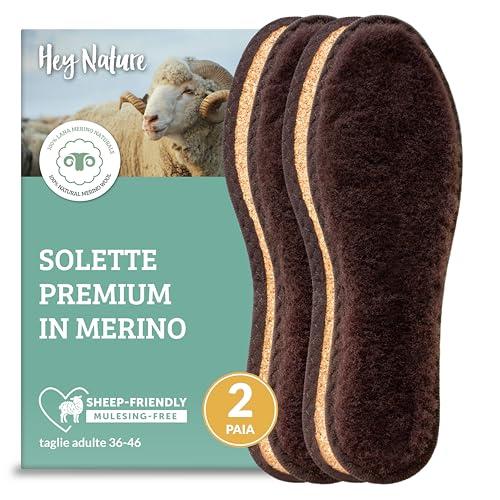 Hey Nature 2 paia di solette in lana merino, solette riscaldanti per piedi caldi in inverno. Suole riscaldanti - solette termiche per scarpe, scaldapiedi naturale al 100%. Soletta termica per i piedi