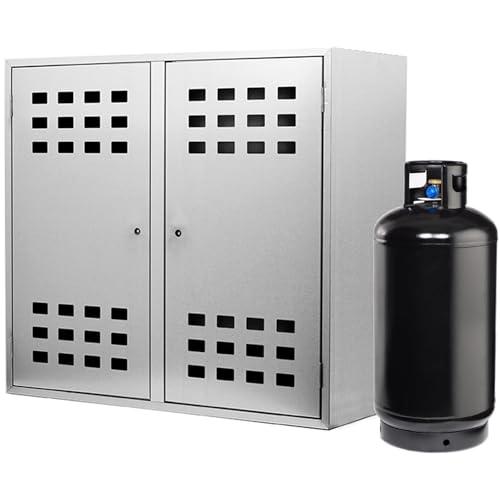 ALLINOX Armadietto 2 Bombole Gas da Esterno, Portabombola Due Ante In Acciaio Zincato RINFORZATO con Ventilazione, Chiusura Sicura Per Stoccaggio Bombole 10-25 kg, Resistente agli Agenti Atmosferici