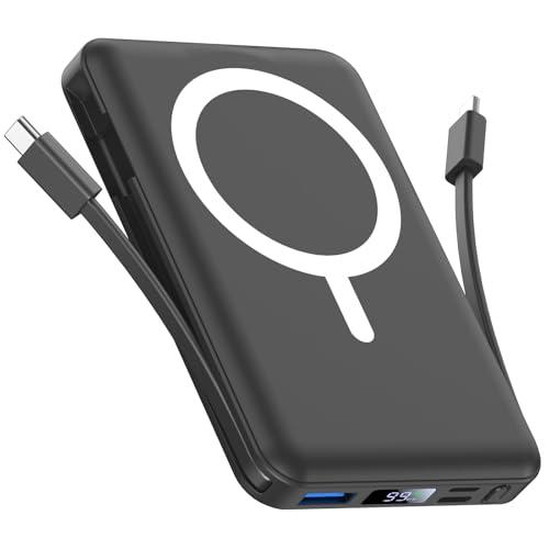 Vexnara per Magsafe Powerbank 10000mAh, Caricatore Portatile Magnetico Wireless 20W, Ricarica Rapida con Display LED e cavo di ricarica USB-Cper iPhone 17/16/15/14/13/12 Pro/Pro Max/Plus(Nero)
