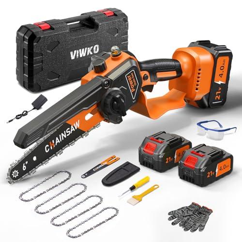 Mini Motosega a Batteria 6 Pollici, Mini Motosega Elettrica con 8000mAh Batterie, 1000W Blushless Sega a Batteria per Potatura, il Taglio Del Legno e Giardini, Elettrosega Compatibile con Makita 18V