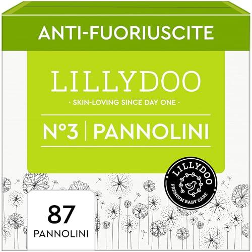 Pannolini LILLYDOO delicati sulla pelle - taglia 3 (6-10 kg), pacco scorta (87 unità), protezione contro le fuoriuscite, morbidi, senza profumi & lozioni e dermatologicamente testati