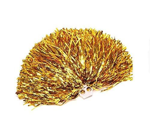 2 pompon da cheerleader, da cheerleader, con anello in plastica, per tifo e spirito di squadra sportiva, colore: oro