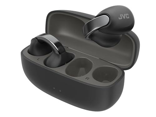 JVC Nearphones HA-NP1T-B, Cuffie in stile Earcuff con archetto lucido, vestibilità comoda, connessione multipoint, Bluetooth 5.3, autonomia di 24 ore, compatibili con app - Nero