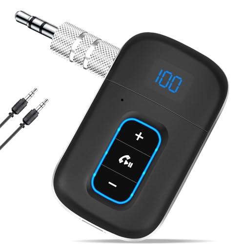 Vemfay Ricevitore Bluetooth Auto Aux Ricevitore BT 5.3, Adattatore Auto Jack 3.5 mm, Adattatore Bluetooth per Stereo/Cuffie Cablate/Altoparlante
