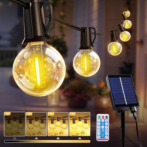 ROVLAK Catena Luminosa Esterno Solare 10M, 4 Modalita Luci da Esterno Giardino con 15+1 Plastica G40 Lampadine IP65 Impermeabile, USB Ricaricabile LED Filo Luci per Giardino Terrazza Partito