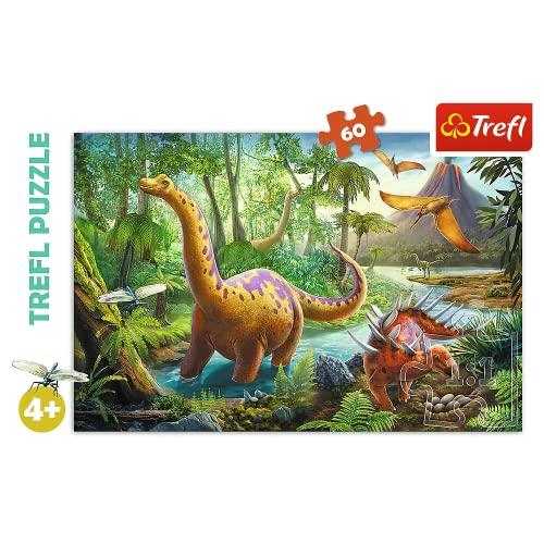 Trefl, Puzzle, Il Cammino dei Dinosauri, 60 Pezzi, per Bambini dai 4 Anni