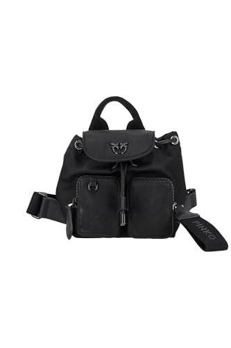 Pinko Vagabond Backpack Mini Recycled Nylon, Zaino Donna, Z99B_Nero Limousine Block Colour, U