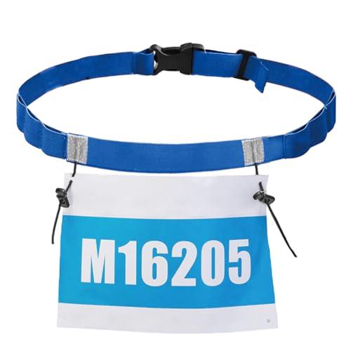 TRIWONDER Cintura Porta Numero per Corsa Maratona Triathlon, Porta Numero Fascia Pettorale da Gara, Cinghia Pettorale Regolabile per Ciclismo Running (#02 Blu)
