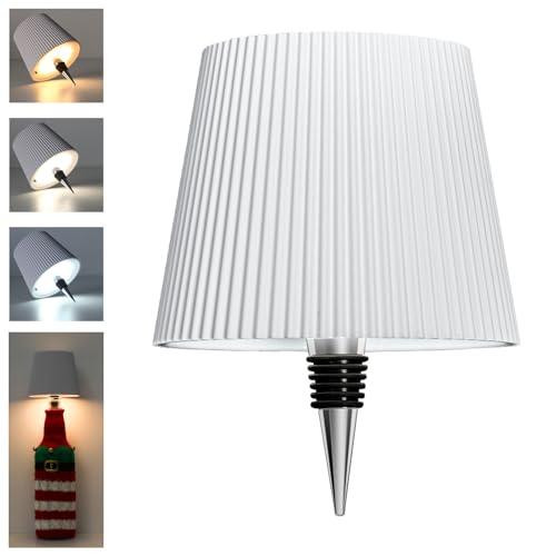 Beaeet Lampada da bottiglia LED da tavolo senza fili, con touch dimmerabile a 3 colori, ricaricabile USB-C, per camera da letto, terrazza, feste o campeggio – bianco