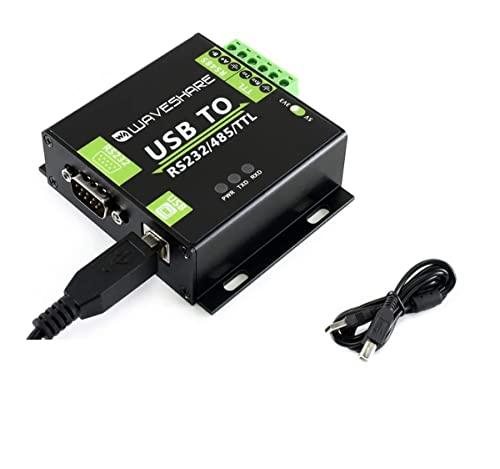 Waveshare USB TO RS232 / RS485 / Ttl (UART) Industrial Isolated Converter with Original FT232RL Inside Aluminium Alloy Enclosure Power/Adi Magnetical Isolation,TVS Diode
