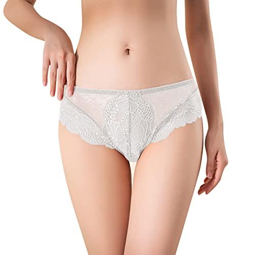 Biancheria intima da donna, taglie grandi, sexy, in pizzo, sexy, traspirante, mutandine hipster, si allunga senza cuciture, in Bonprix, bianco, L