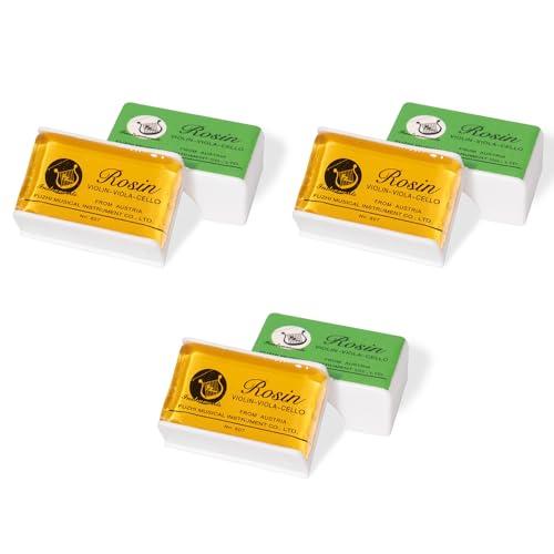 Colofonia Naturale per Violino, Viola e Violoncello – Colofonia naturale chiara per Archi poco polverosa – Colore Giallo – Confezione da 3 Pezzi (KIT - 3 Pezzi)