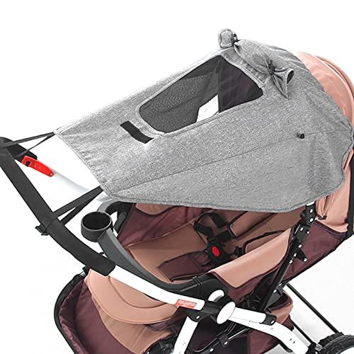 FEMONGY parasole passeggino universale con protezione UV 50+ e impermeabile, parasole ovetto universale - ombrellino parasole passeggino con finestrella e alette parasole, grigio