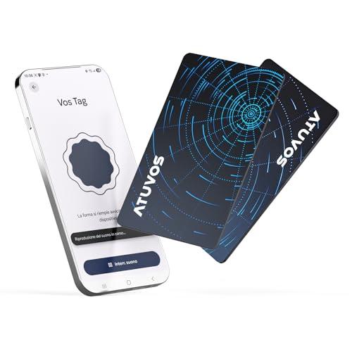 ATUVOS Dual System Air Tag Card Pro, Ricaricabile Wallet Tracker 1.6mm 2 Pezzo, Funziona con Android Google Funzioni Trova o iOS Apple Dov'è APP (Huawei non Supportato), Localizzatore per Portafoglio