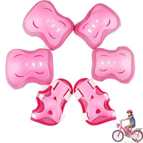 UIEXAY 6 Pezzi Protezioni Skateboard Bambini Pattini In Linea Per Skateboard Protettiva Pattini In Linea Protezioni Bambini Ginocchiere, Gomitiere Protezioni Set, Protezioni Pattini Bambina(Rosa)
