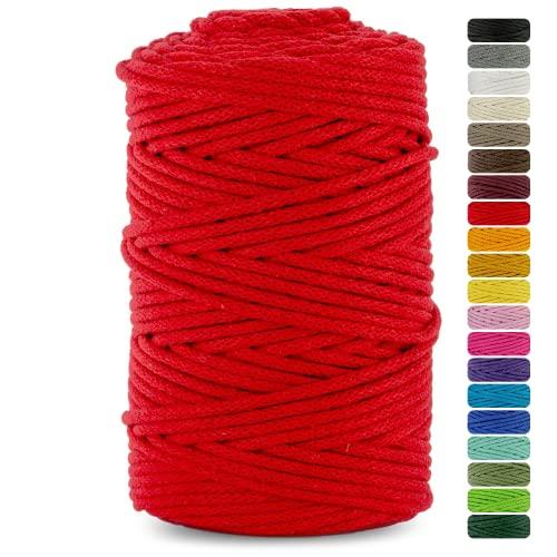 Netuno 1x corda cotone per macramè rosso chiaro 3 mm 100 m cordino macramè per decorazione lavoretti fai da te filo cotone per macrame gomitolo cordoncino colorato ferri uncinetto