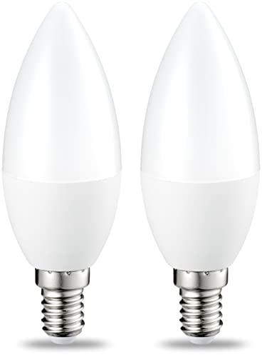 Amazon Basics Lampadina LED E14 a Candela, 6W, equivalenti a 40W, Luce Bianca Calda, Dimmerabile, confezioni da 2