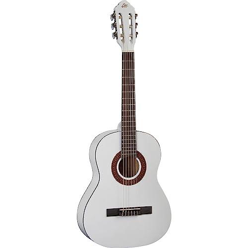 EKO GUITARS - CS-5 WHITE, Chitarra Classica Serie Studio Scala 3/4, Top in Agathis, Fasce e Fondo in Tiglio Laminato, Manico in Mogano, Tastiera in Betulla, Custodia Inclusa,Colore Bianco