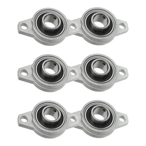 6 Pezzi FLN002 Supporto Cuscinetti Autoallineanti, Cuscinetti a Sfera con Blocco di Supporto, Rhombic Flangia Cuscinetti Foro Orizzontale in Lega di Zinco per Macchinari di Trasporto (15mm/0.59’’)