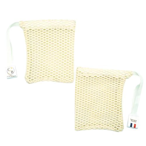 Filet per sapone x2 in cotone biologico - sacchetto salvagoccia per sapone solido o shampoo - zero rifiuti - schiumogeno ed esfoliante delicato - Prodotto made in France