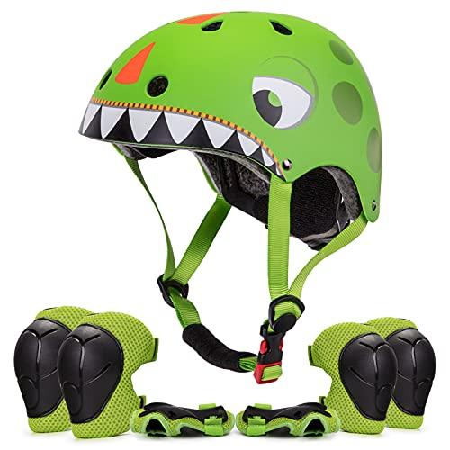 Set di Protezione Casco Bici Ginocchiere e Gomitiere per Bambini 2 3 4 5 Anni, Casco Skateboard Protezione Pattini per Bambino Bambina