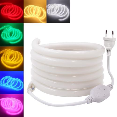 HEGEHE - Striscia LED 220V, Flessibile Impermeabile IP65, 120 LED/m 2m Striscia Neon LED Tubo Tondo Bianco Caldo 3000K CRI85+, Illuminazione Incandescente a 360°, Tagliabile
