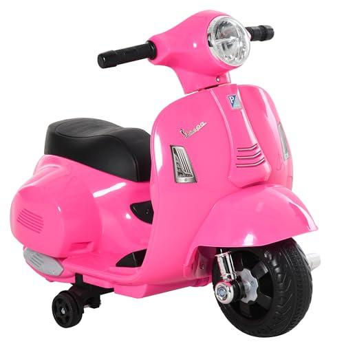 HOMCOM Moto Elettrica per Bambini 6V con Licenza Ufficiale Vespa Batteria, Motorino Elettrico per Bambini da 18-36 Mesi con Fari e Clacson, 66.5x38x52cm, Rosa