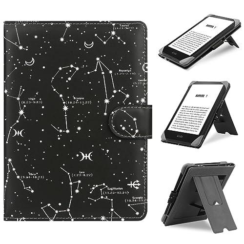 HoYiXi Custodia Universale Compatibile con 6-6.8” Kobo/PocketBook/Tolino/Sony E-Book eReader Kindle Paperwhite/Kobo Clara HD/Kobo Clara 2E Pelle Cover con Stand per 6-6.8” E-Book Kindle, costellazione