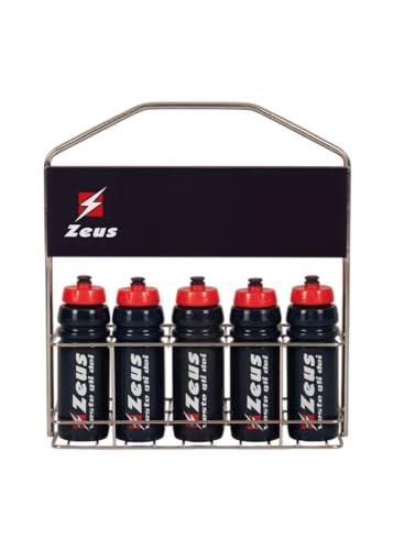Kit Cestello Pro con 10 Borracce per Zeus Sport Calcio Calcetto Relax Fitness Palestra Ciclismo Training Allenamento Accessori Partita Gara Tempo Libero Equipment (Silver, H 54 x L 45 x P 19 cm)