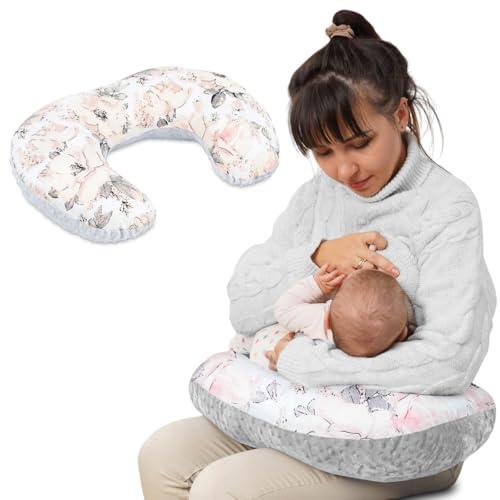 Totsy Baby Cuscino allattamento e gravidanza Basic 130 cm - cuscini neonato per allattare e dormire accessori per mamma y bebe lavabile e multifunzione Oeko-Tex Grigio Rosa Selvatico