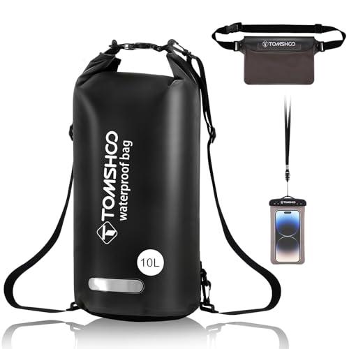 TOMSHOO Borsa Impermeabile 10L/20L Dry Bag Set Zaino Impermeabile con Marsupio Impermeabile e Custodia Impermeabile per Cellulare, Sacca Stagna per Spiaggia Kayak Nuoto Pesca Rafting Canoa Campeggio
