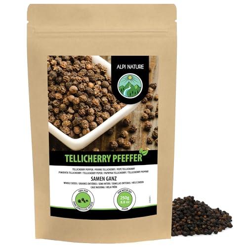 Alpi Nature Pepe Nero Tellicherry in Grani 250g, Grani di Pepe Nero Tellicherry Essiccati