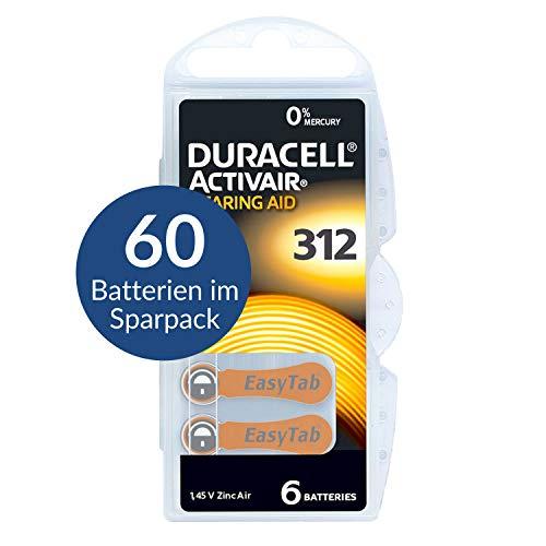 Duracell Activair - 60 batterie per apparecchi acustici tipo 312, marrone - Mercury Free 0% Hg