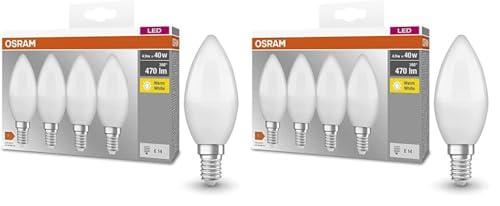 Osram LED Base Classic B Lampada, a Forma di Candela con Attacco E14, non dimmerabile, Sostituisce 5,0W = 40 watt, opaca, Bianco Caldo, 2700 Kelvin, Confezione da 4