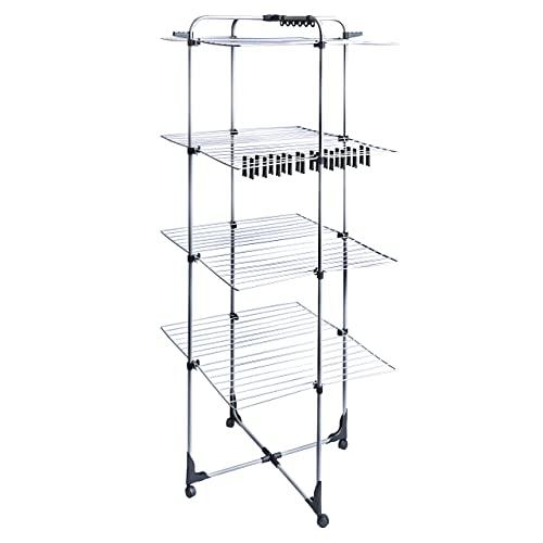 Amazon Basics - Stendibiancheria verticale deluxe, a 3 livelli, capacità di 42 m