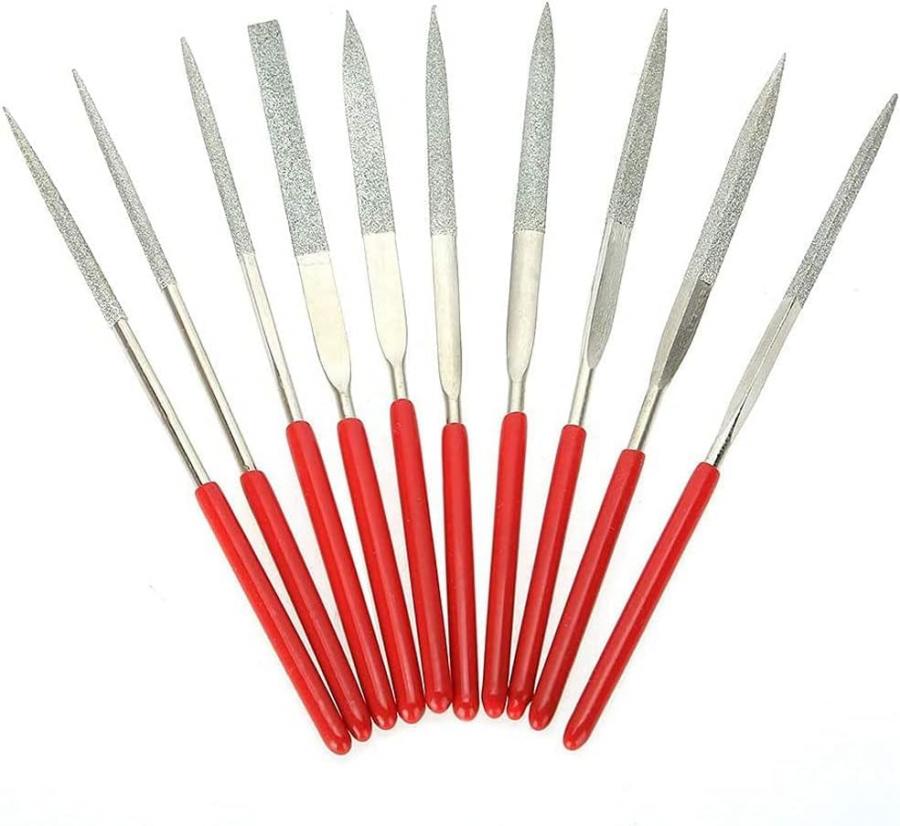 Bestgle 10 Pezzi Lime Diamantate, Set di Lime ad Ago di Precisione Multifunzionale Mini Diamante Rivestito in Titanio, Lima ad Ago Diamantata in Titanio