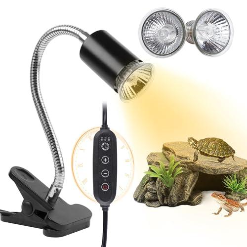 REPTI HOME Lampada riscaldante per tartarughe Terrario, lampada UVA UVB per rettili Terrario 25W+50W, lampada riscaldante E27 Basking Spot per tartarughe, serpenti, lucertole