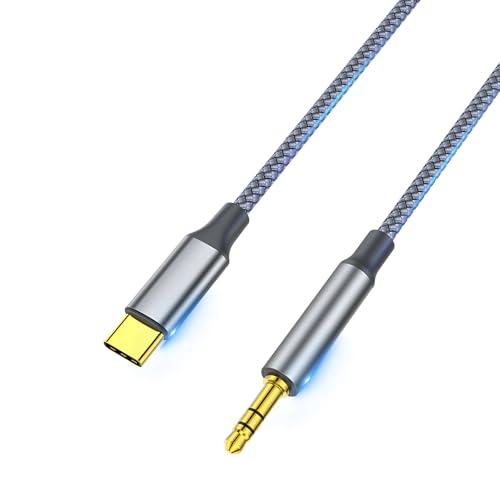 elzle Cavo da USB C a 3,5mm Jack 1,2m,Cavo da AUX a USB C,Cavo Jack USB C Audio Cavo Nylon Compatibile,con Samsung Galaxy S21 S20,Ultra Note 20,iPad Pro,Huawei,Per audio per auto,altoparlanti e cuffie