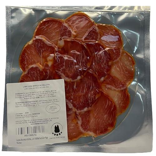 Lomo Iberico Pata Negra Bellota - 100 Grammi di Fette di Filetto Iberico da 100% Suini Iberici Pata Negra Alimentati con Ghianda